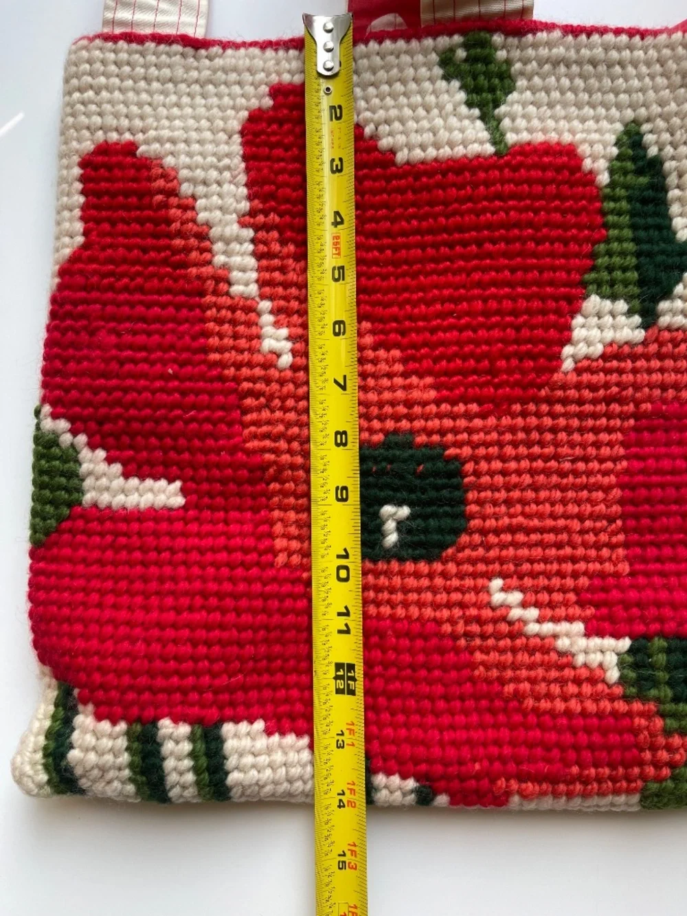 Needlepoint Shoulder Tote Bag Red Poppy 14